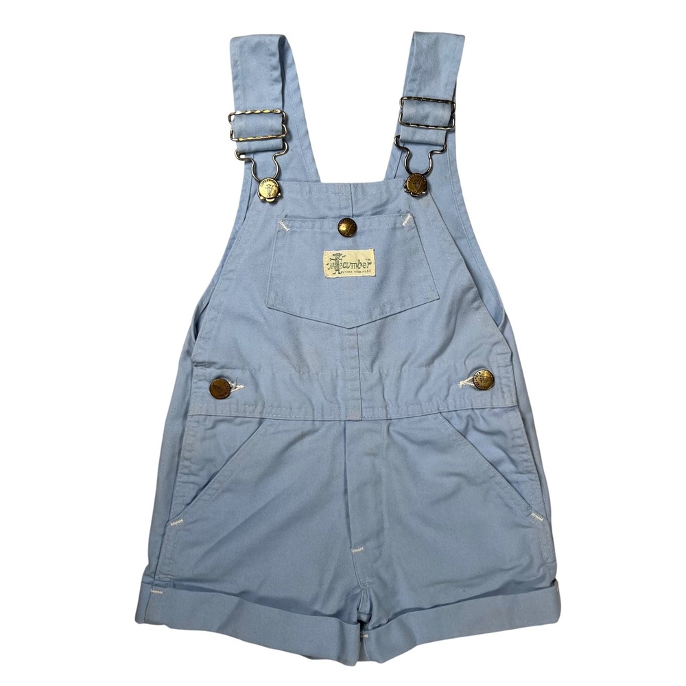 Cutecumber Shortall Overalls Kids Size 4 Light Blue Vintage Cotton Made in USA